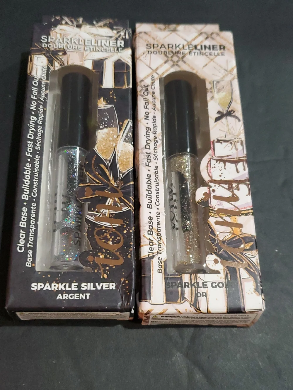 2pack sparkle silver argent gold or VIP soiree precise brush tip eye liners FREE